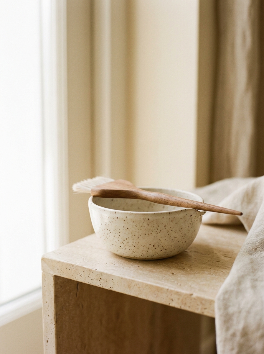 Color mixing bowl and brush